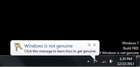 geninue windows failing message