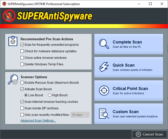SUPERAntiSpyware Professional X free patched